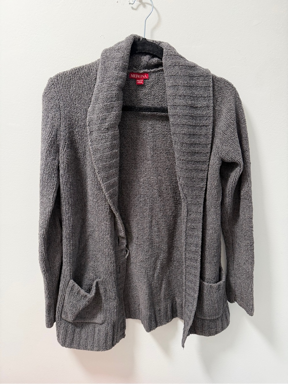 Merona Gray Open-Front Shawl Collar Cardigan
